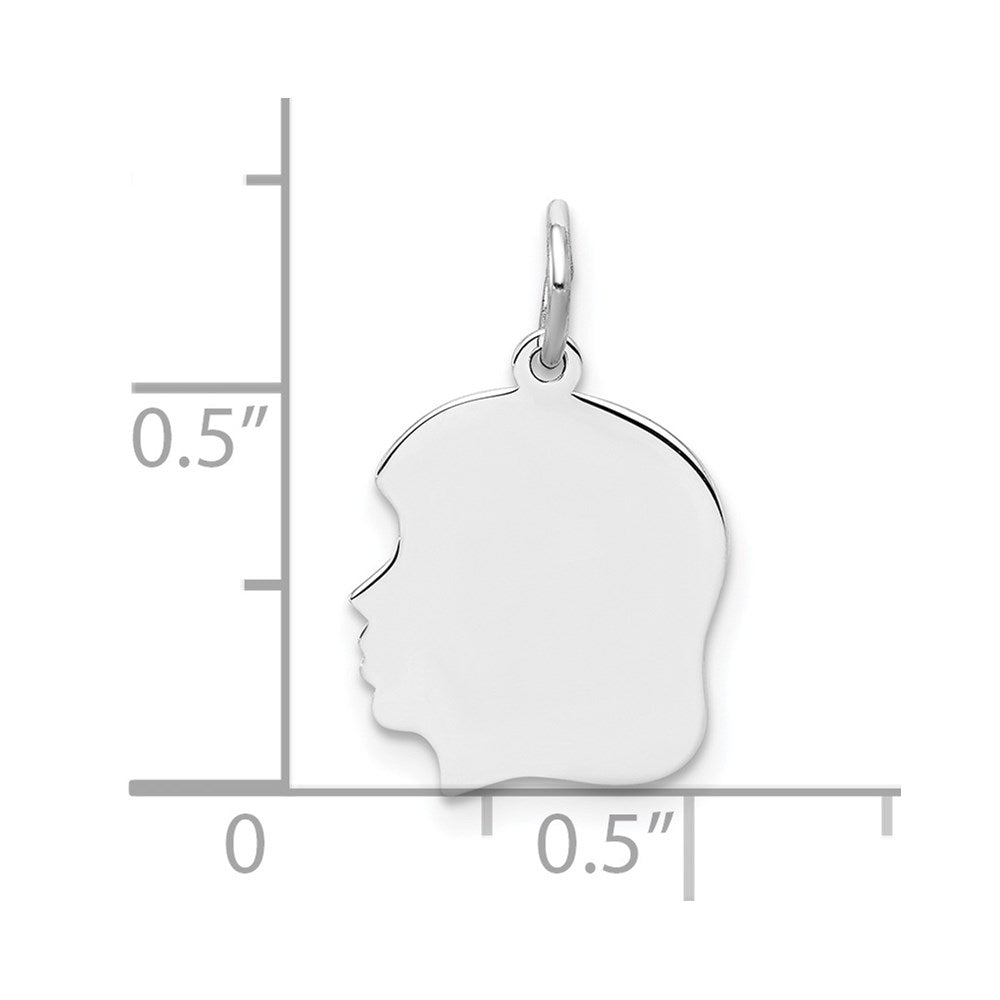 Sterl Silver Rh-plt Engraveable Girl Polished Front/Satin Back Disc Charm