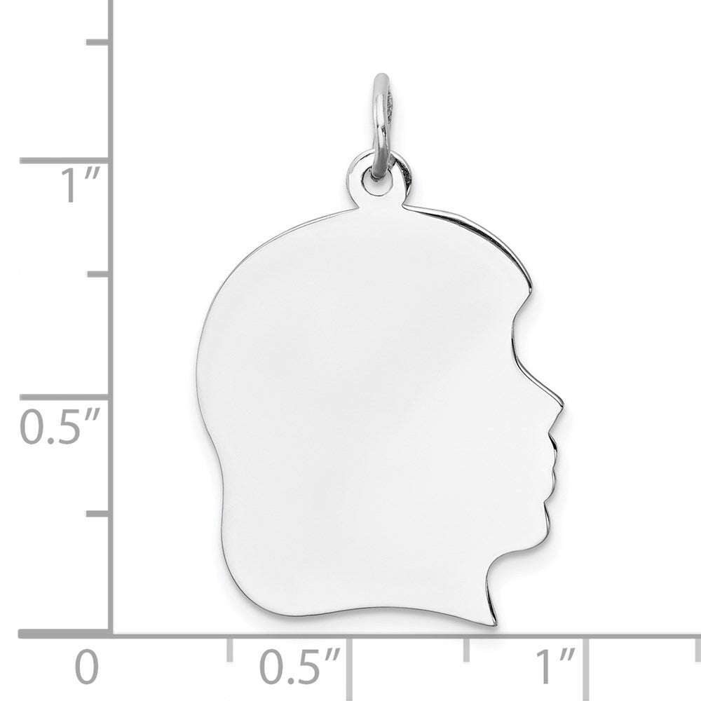 Sterling Silver Rh-plt Engraveable Girl Disc Charm Polish on Front/Back