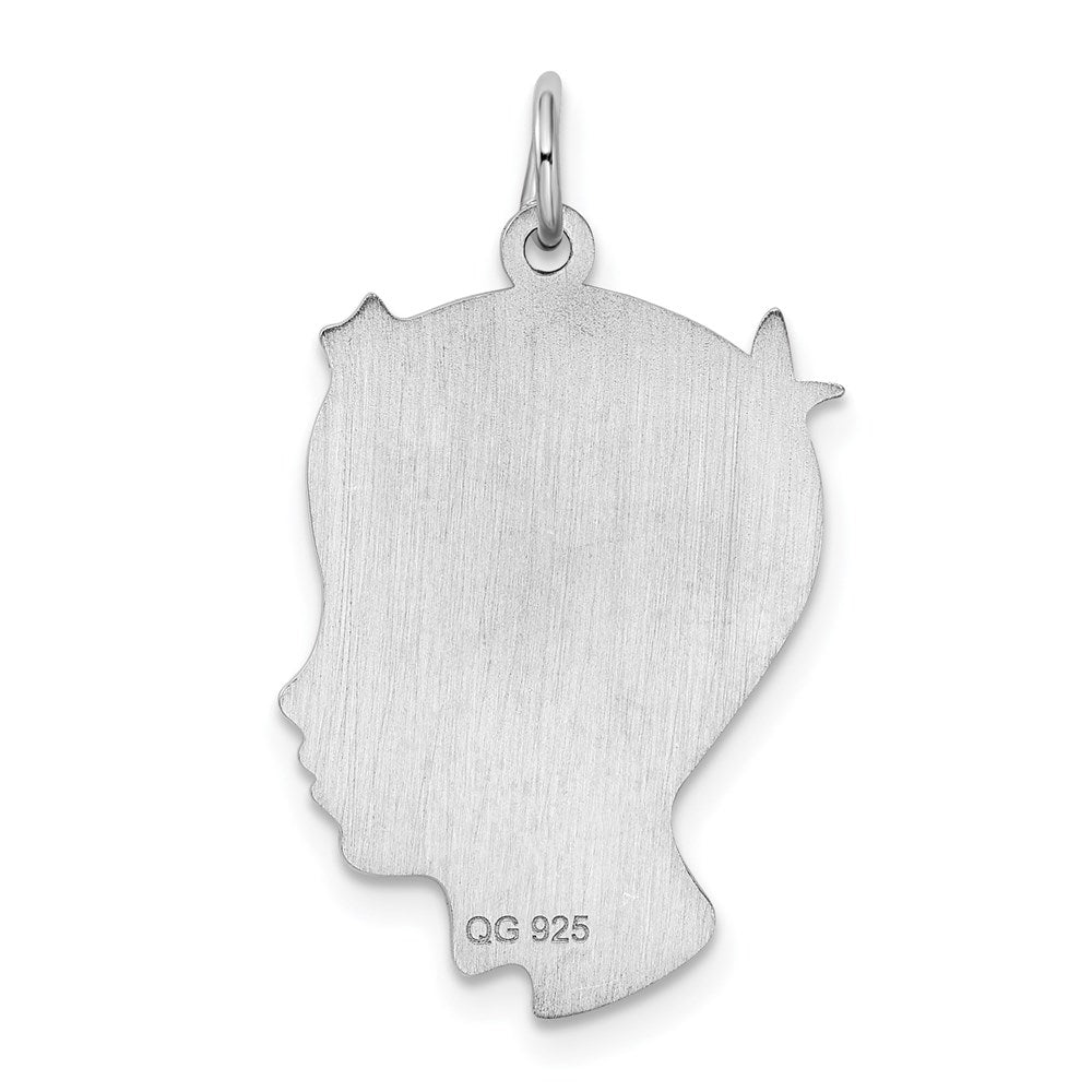 Sterl Silver Rh-plt Engraveable Boy Polished Front/Satin Back Disc Charm