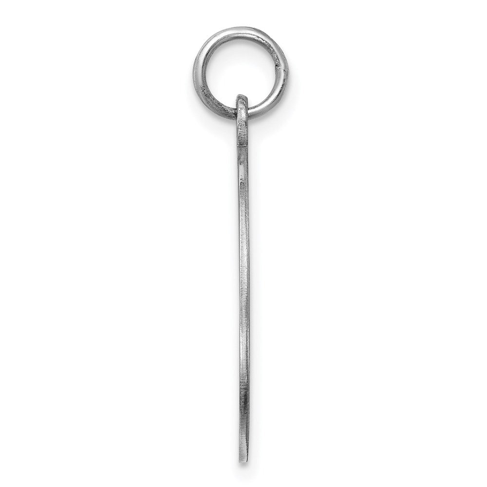 SS Rh-plt Engraveable Round Polished Front/Satin Back Disc Charm