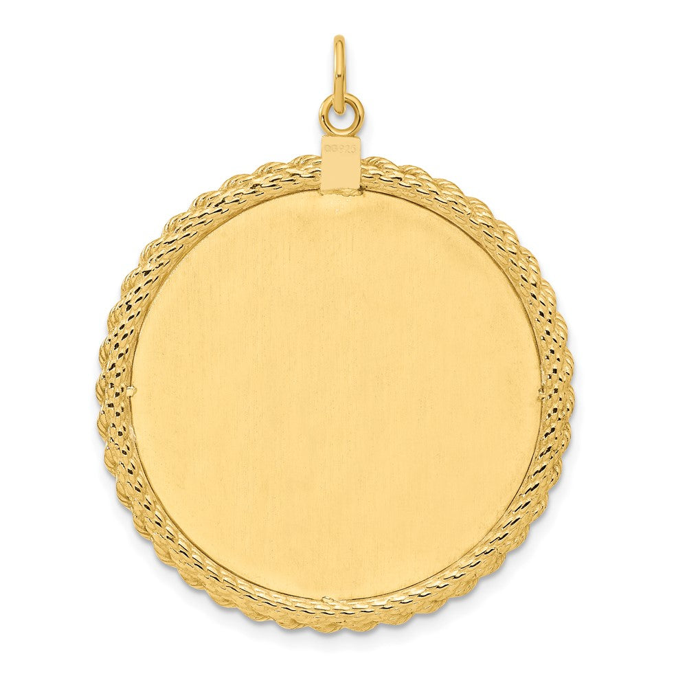 Sterling Silver GP Engraveable Round with Rope Polished Disc