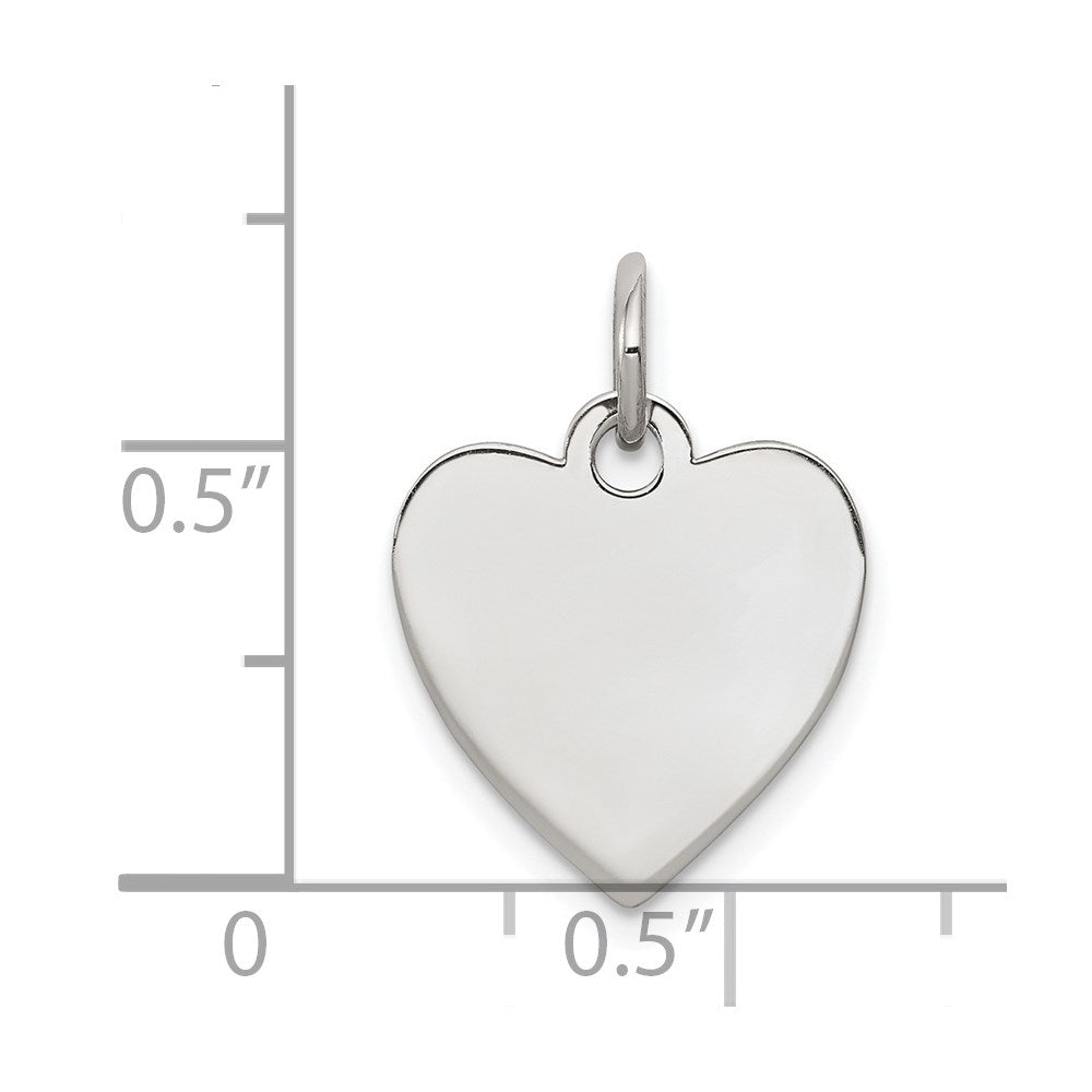 Sterling Silver Rhod-plated Eng. Heart Polish Front/Satin Back Disc Charm