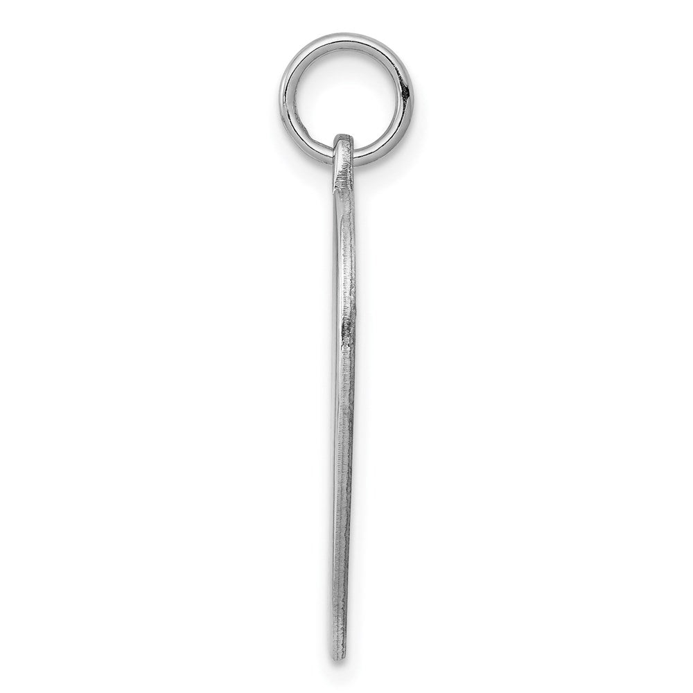 Sterling Silver Rhod-plated Eng. Heart Polish Front/Satin Back Disc Charm
