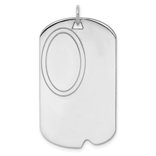 Sterling Silver Rh-plt Engraveable Dog Tag Polished Front/Back Disc Charm