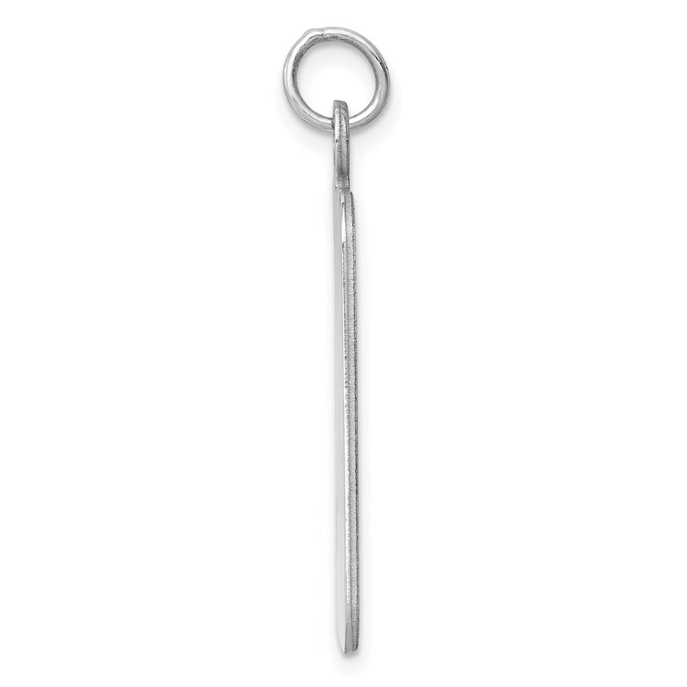 Sterl Silver Rh-plt Engraveable Rectangle Polished Front/Back Disc Charm