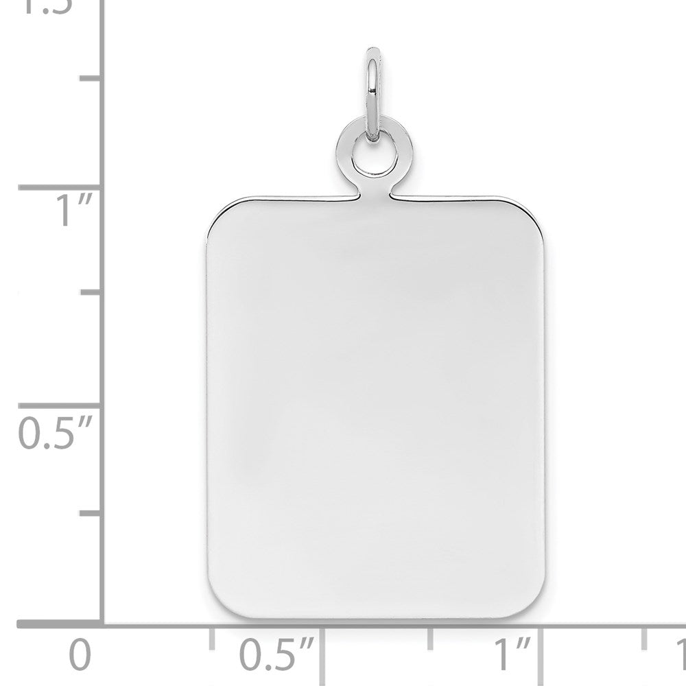 Sterl Silver Rh-plt Engraveable Rectangle Polished Front/Back Disc Charm