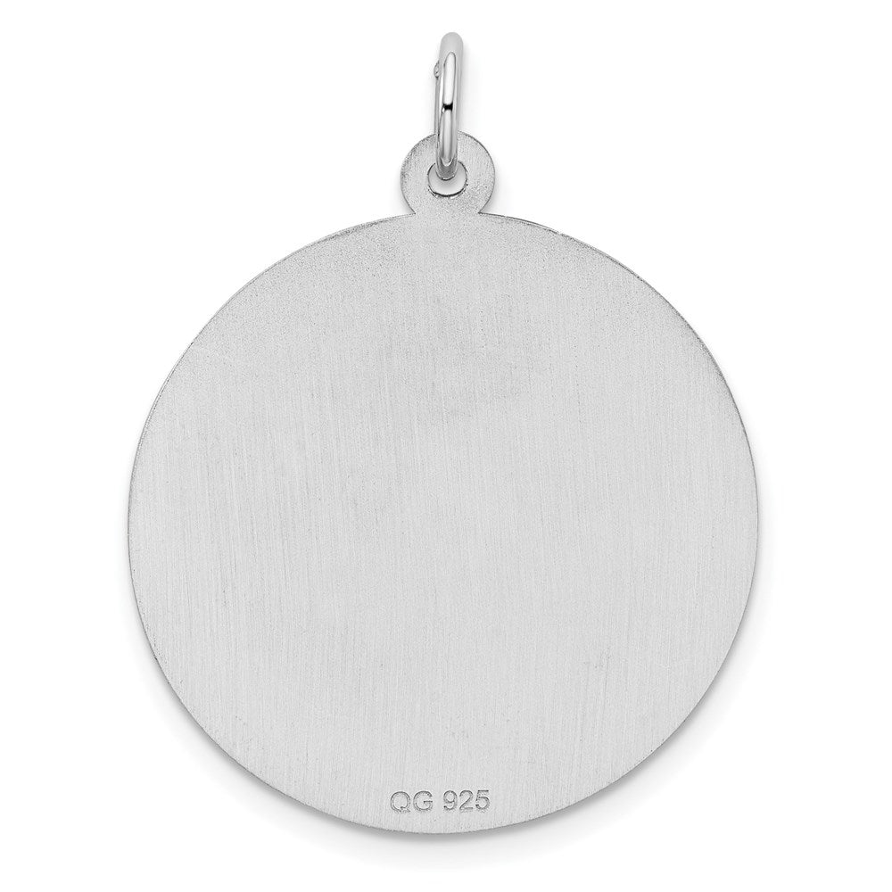 SS Rh-plt Engraveable Round Patterned Polished Front/Satin Back Disc