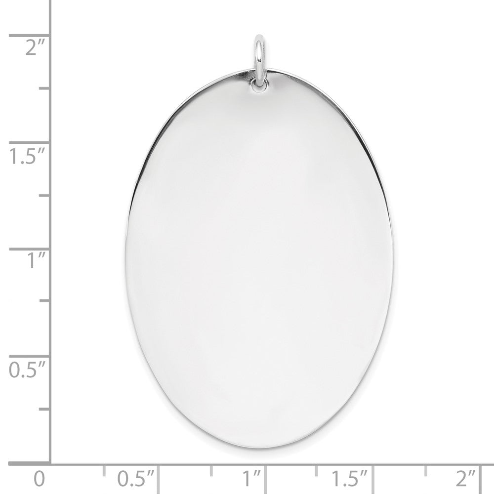 Sterl Silver Rh-plt Engraveable Oval Polished Front/Satin Back Disc Charm