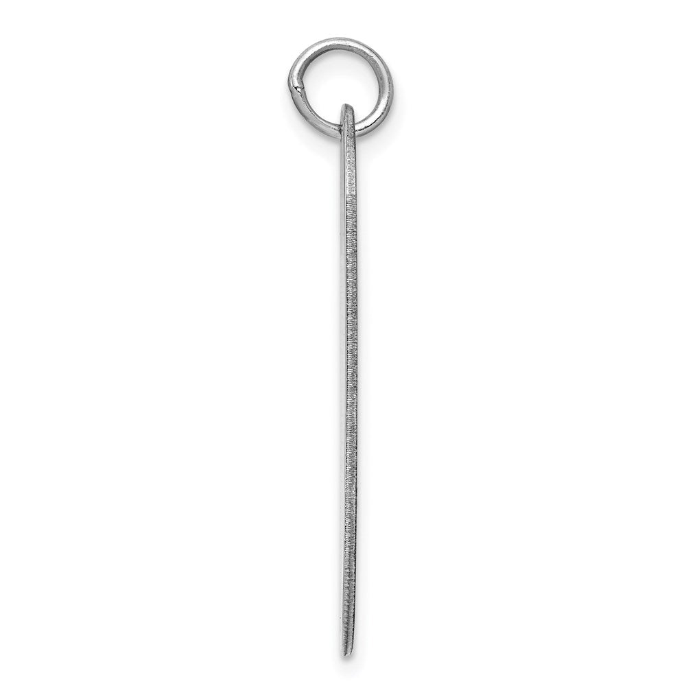 Sterling Silver Rhod.-plate Eng. Dog Tag Polish Front/Satin Back Disc Charm