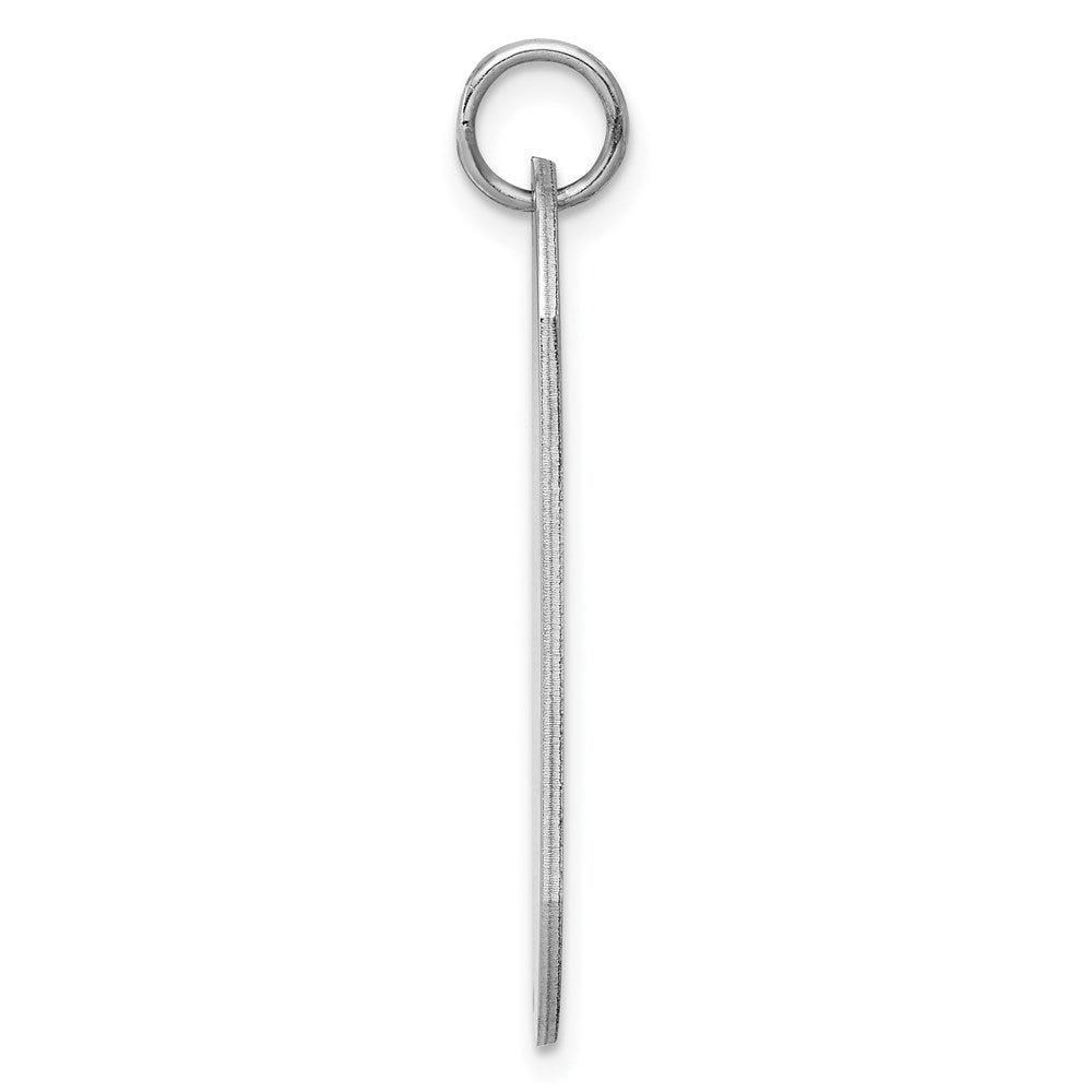 Sterling Silver Rhod-plate Eng. Dog Tag Polish Front/Satin Back Disc Charm