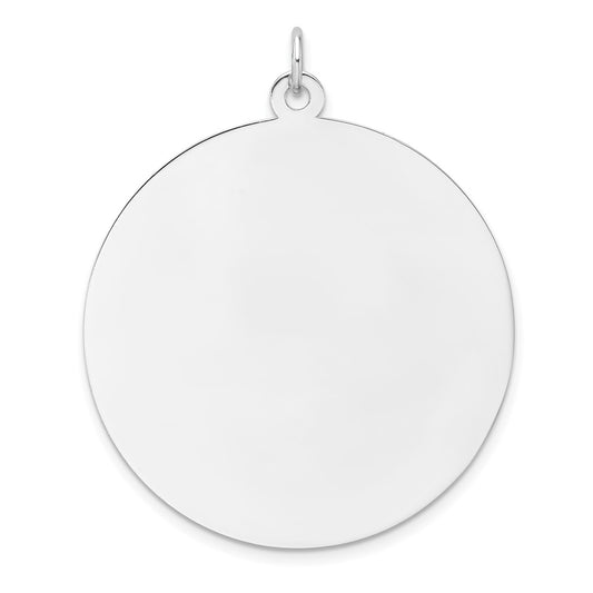 Sterling Silver Rhod-plated Eng. Rnd Polish Front/Back Disc Charm