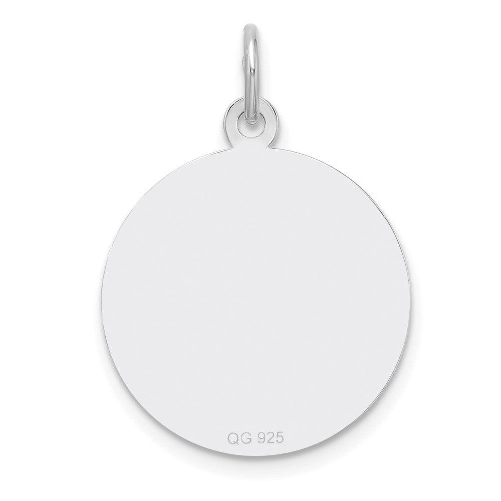 Sterling Silver Rhod-plated Eng. Rnd Polish Front & Back Disc Charm