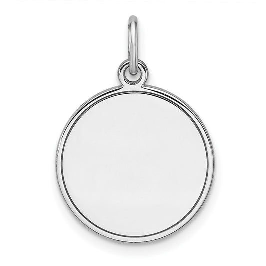 Sterling Silver Rhod-plated Eng. Rnd Polish Front/Back Disc Charm