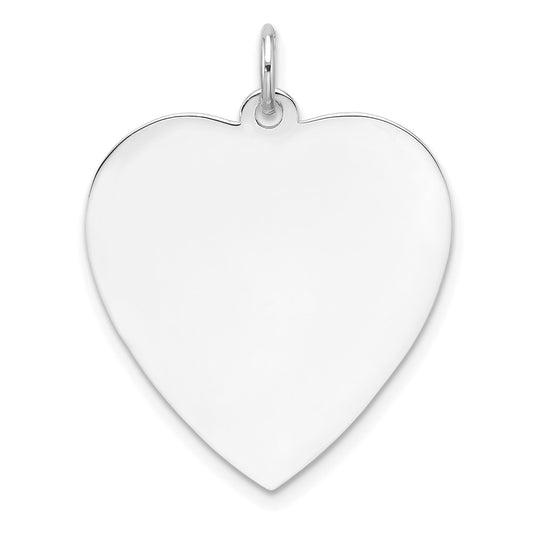 Sterling Silver Rh-plt Engraveable Heart Polished Front/Back Disc Charm