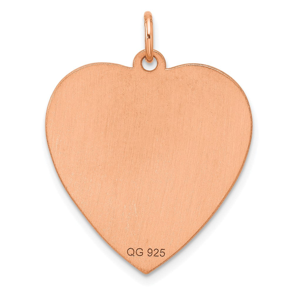 Sterling Silver RG Plated Engraveable Heart Polished Front/Satin Back Disc