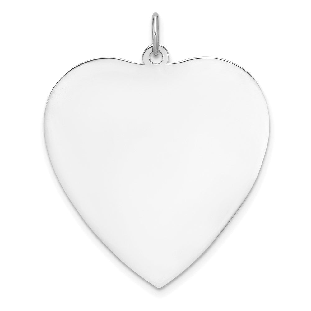 Sterling Silver Rhod-plated Eng. Heart Polish Front/Satin Back Disc Charm