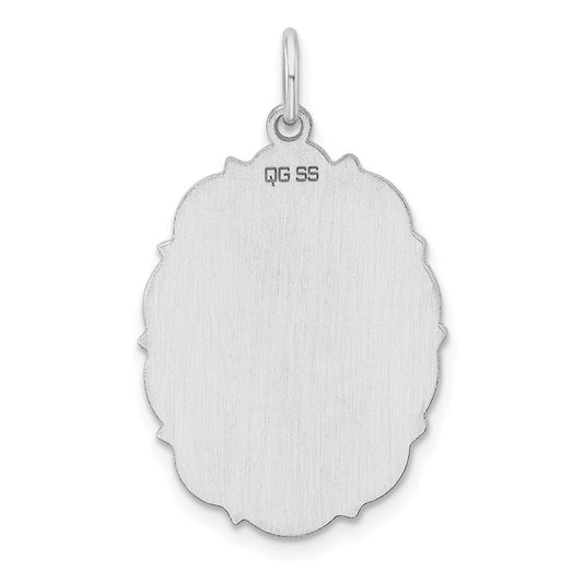 Sterling Silver Rh-plt Engraveable Polished Front/Satin Back Disc Charm