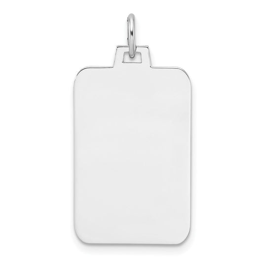 Sterling Silver Rhod.-plated Eng. Rect. Polish Front/Back Disc Charm