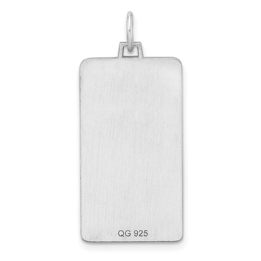 Sterling Silver Rhod-plate Eng. Rect. Polish Front/Satin Back Disc Charm