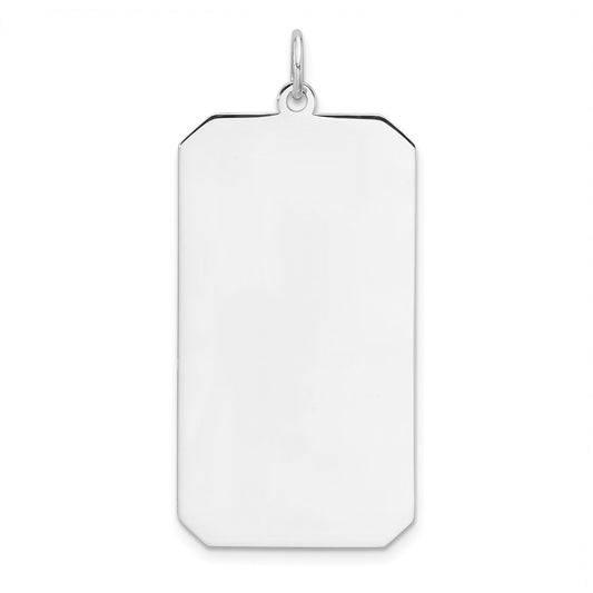 Sterling Silver Rhod-plate Eng. Rect. Polish Front/Satin Back Disc Charm