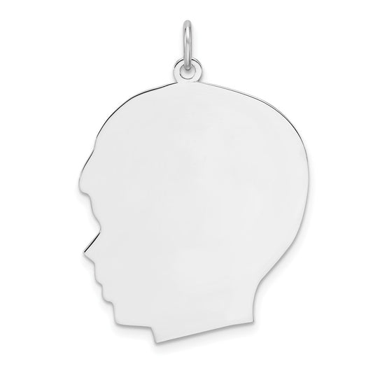 Sterling Silver Rhod-plate Eng. Boy Polished Front and Back Disc Charm