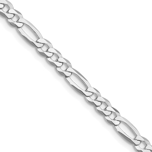 Sterling Silver Rhodium-plated 4.5mm Lightweight Flat Figaro Chain