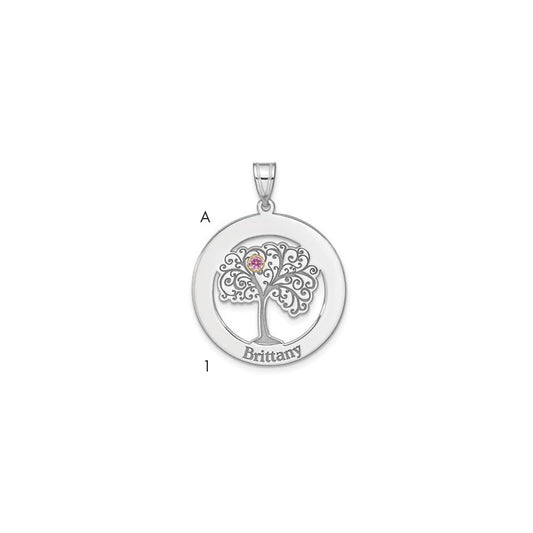 Sterling Silver/Rhod-plated 1 Birthstone with 14k Bezel Family Pendant