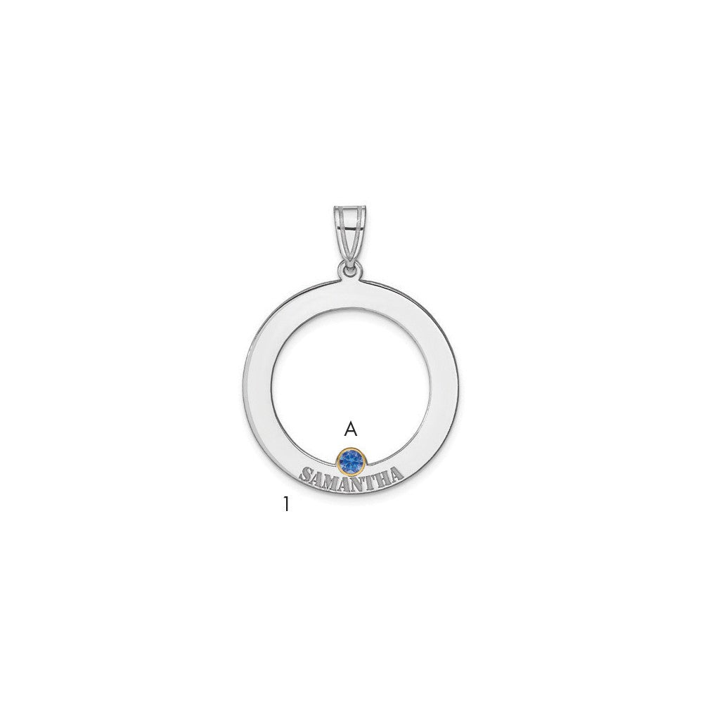 SS/Rhod-plated 1 Birthstone Circle with 14k Bezel Family Pendant