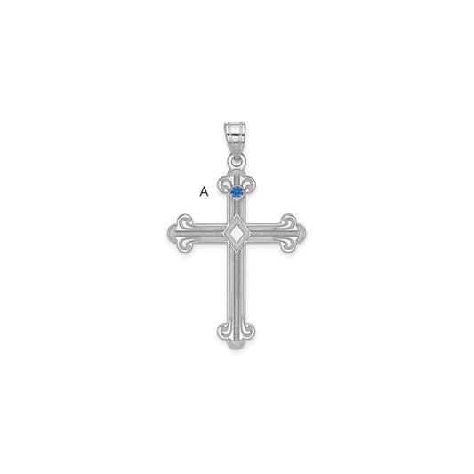 Sterling Silver Rh-plt Crystal Family Cross Pendant