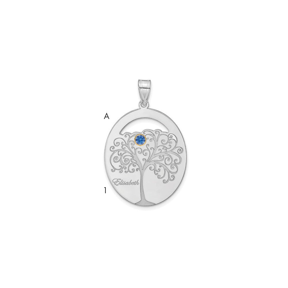 Sterling Silver/Rhod-plated 1 Birthstone with 14k Bezel Family Pendant
