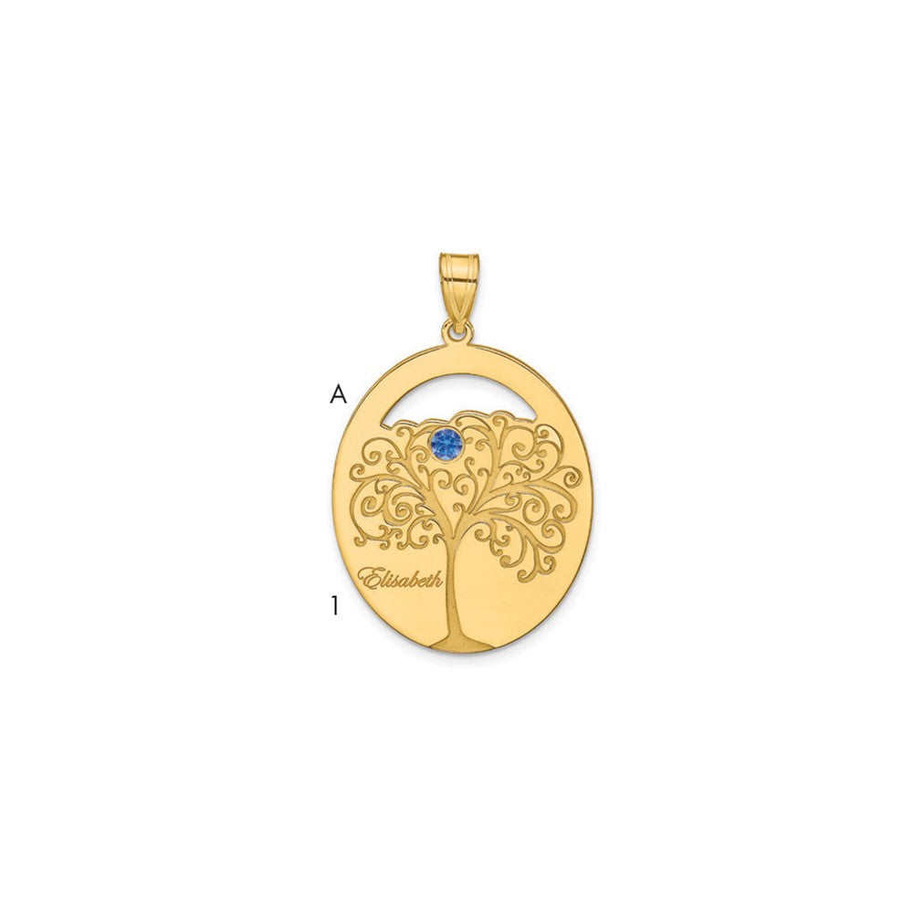 Sterling Silver/Rhod-plated 1 Birthstone with 14k Bezel Family Pendant