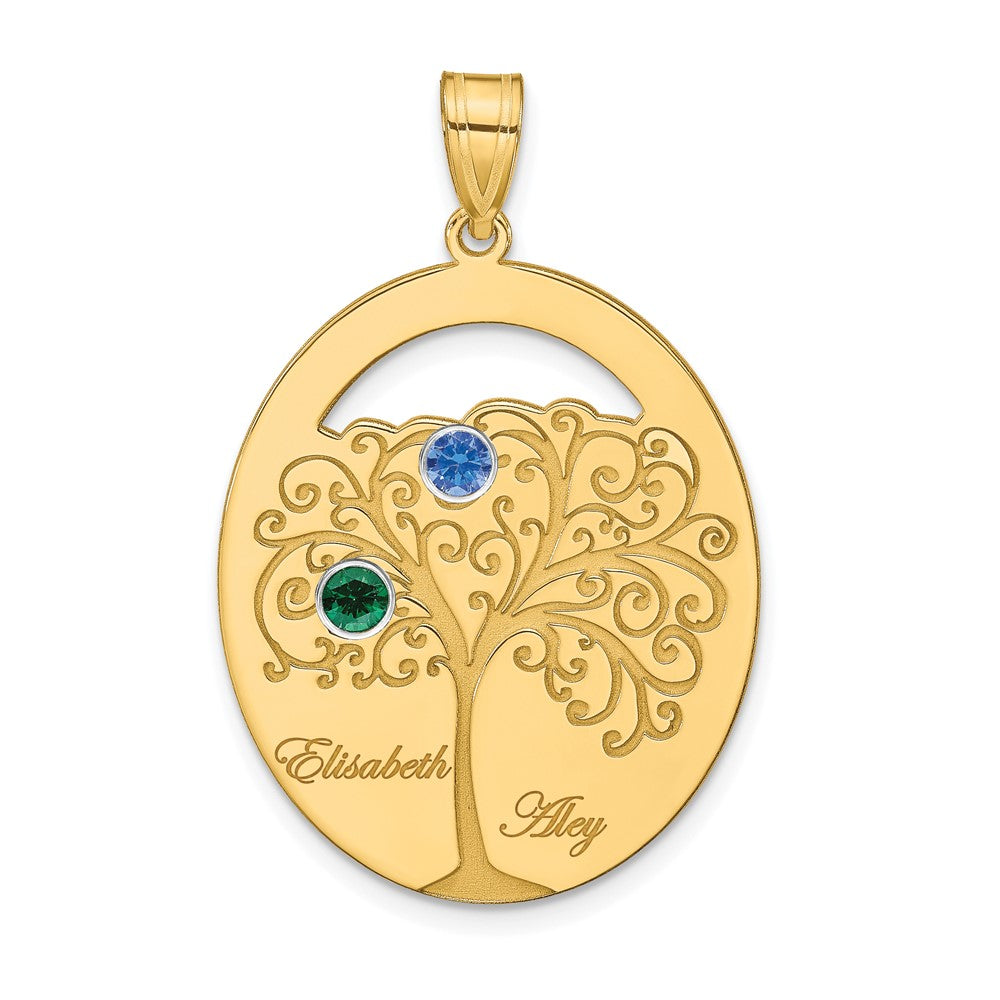 Sterling Silver/Gold-plated 2 Birthstone with SS Bezel Family Pendant