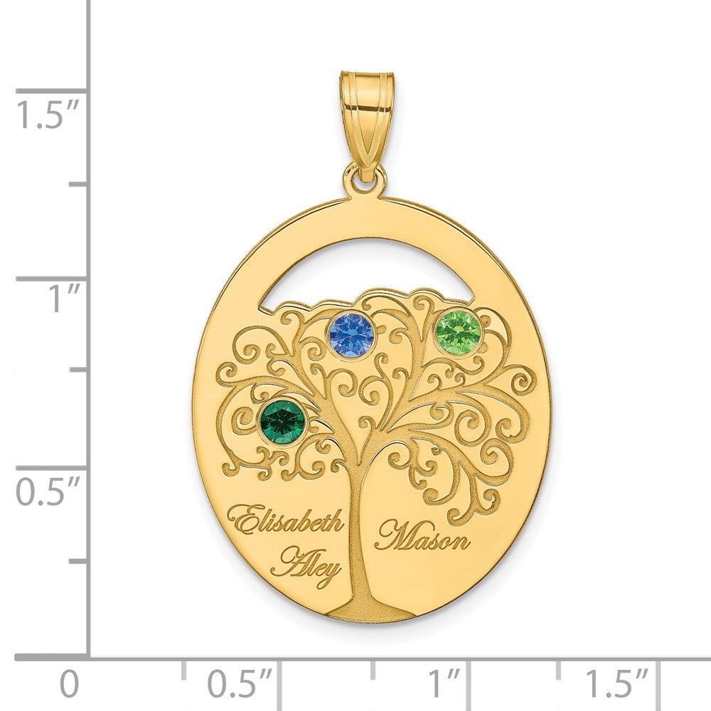 Sterling Silver/Gold-plated 3 Birthstone with SS Bezel Family Pendant