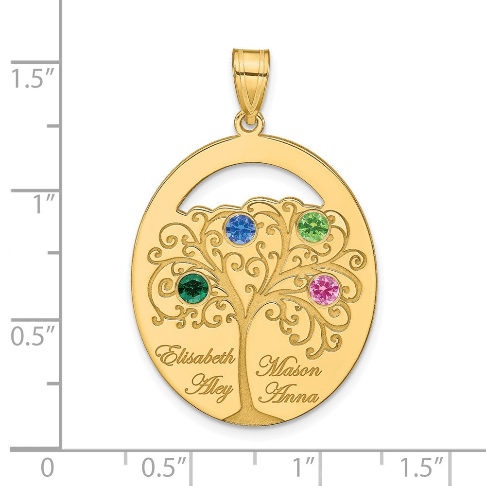 Sterling Silver/Gold-plated 4 Birthstone with SS Bezel Family Pendant
