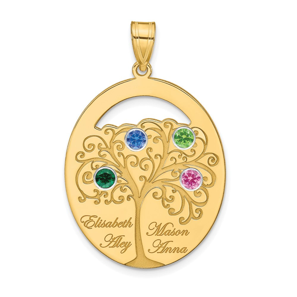 Sterling Silver/Gold-plated 4 Birthstone with SS Bezel Family Pendant