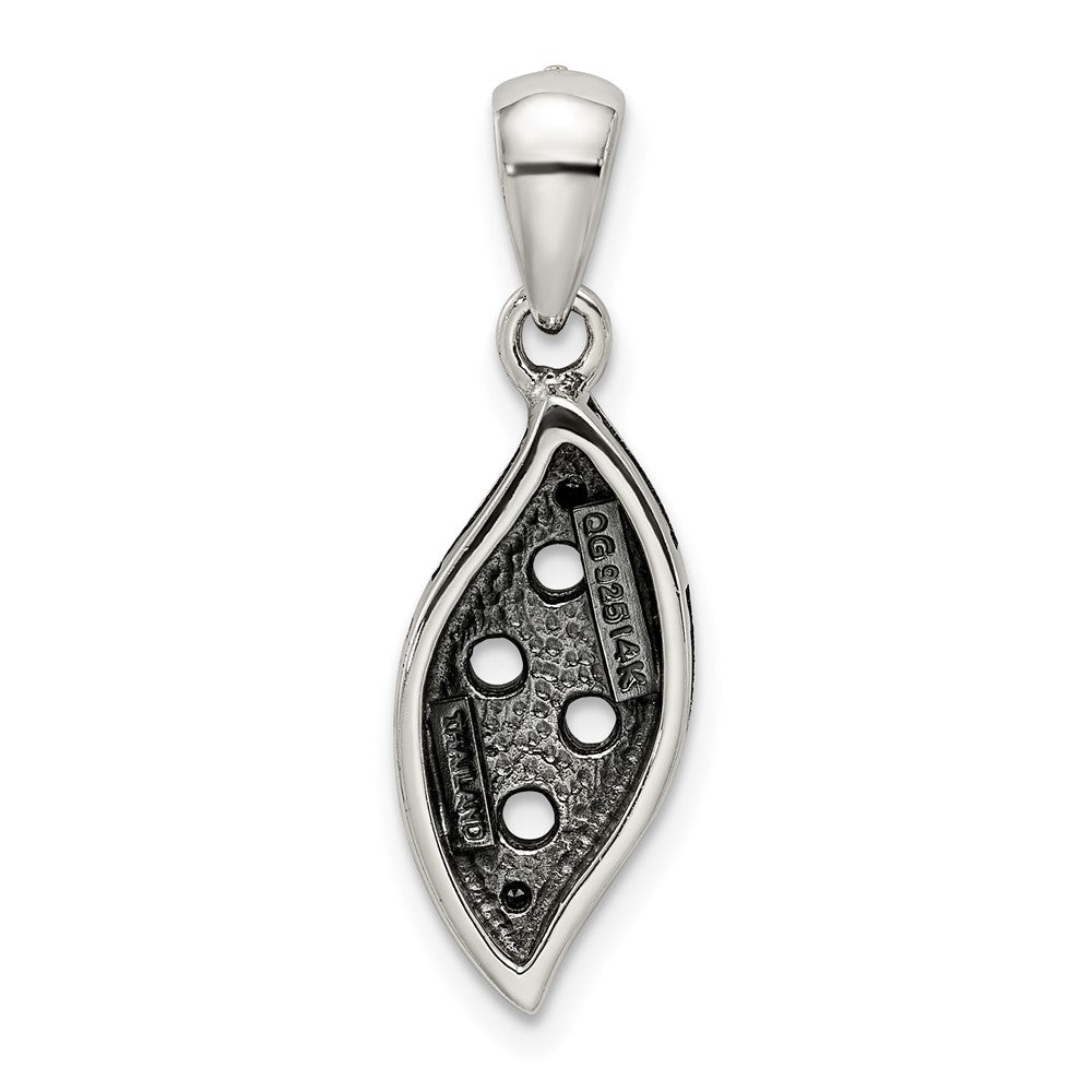 Sterling Silver Antique w/14k 4-stone w/Diamond Family Pendant w/18in Chain