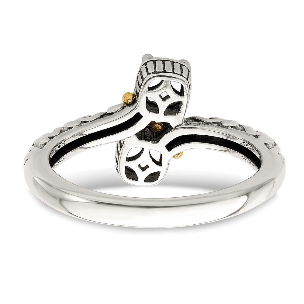 Sterling Silver Antiqued w/14k 2-stone Mother's Ring