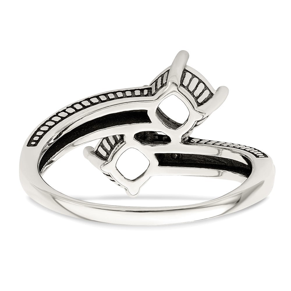 Sterling Silver Antiqued w/14k 2-stone Mother's Ring