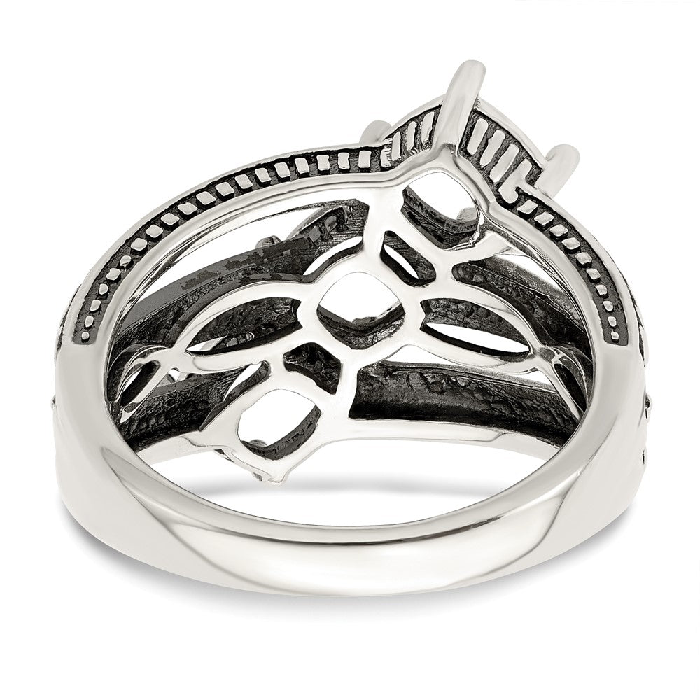 Sterling Silver Antiqued w/14k 3-stone Mother's Ring