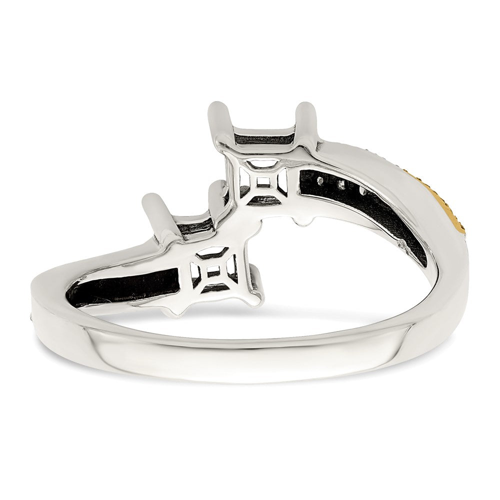 Sterling Silver Antiqued w/14k 2-stone w/Diamond Genuine Mother's Ring