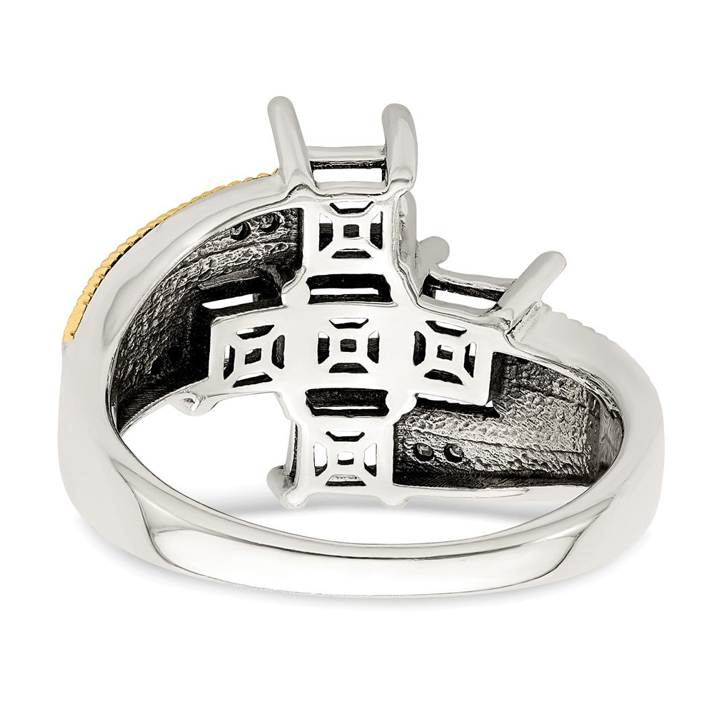 Sterling Silver Antiqued w/14k 5-stone w/Diamond Genuine Mother's Ring