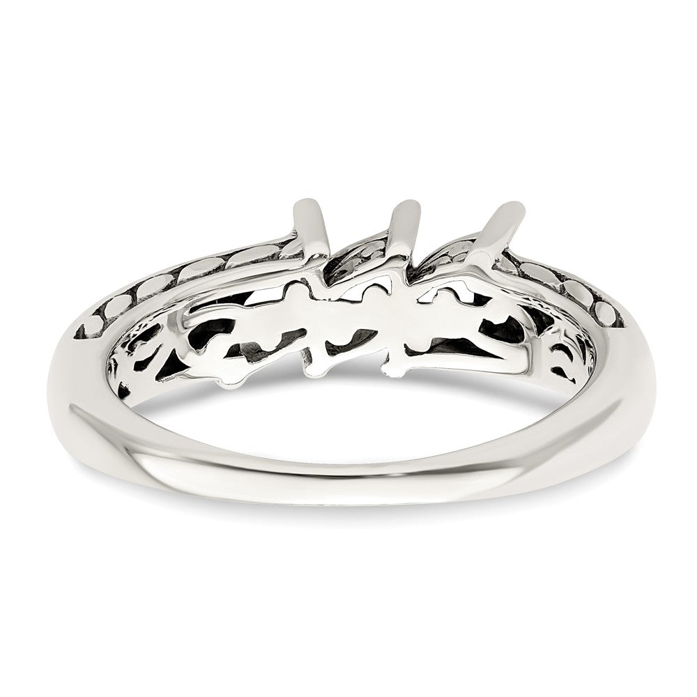 Sterling Silver Antiqued w/14k 3-stone Mother's Ring