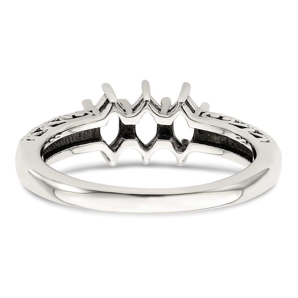Sterling Silver Antiqued w/14k 3-stone w/Diamond Mother's Ring