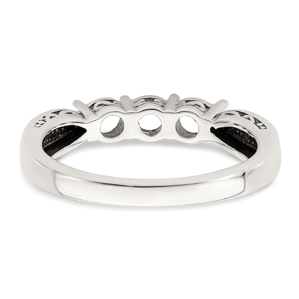 Sterling Silver Antiqued w/14k 3-stone w/Diamond Mother's Ring