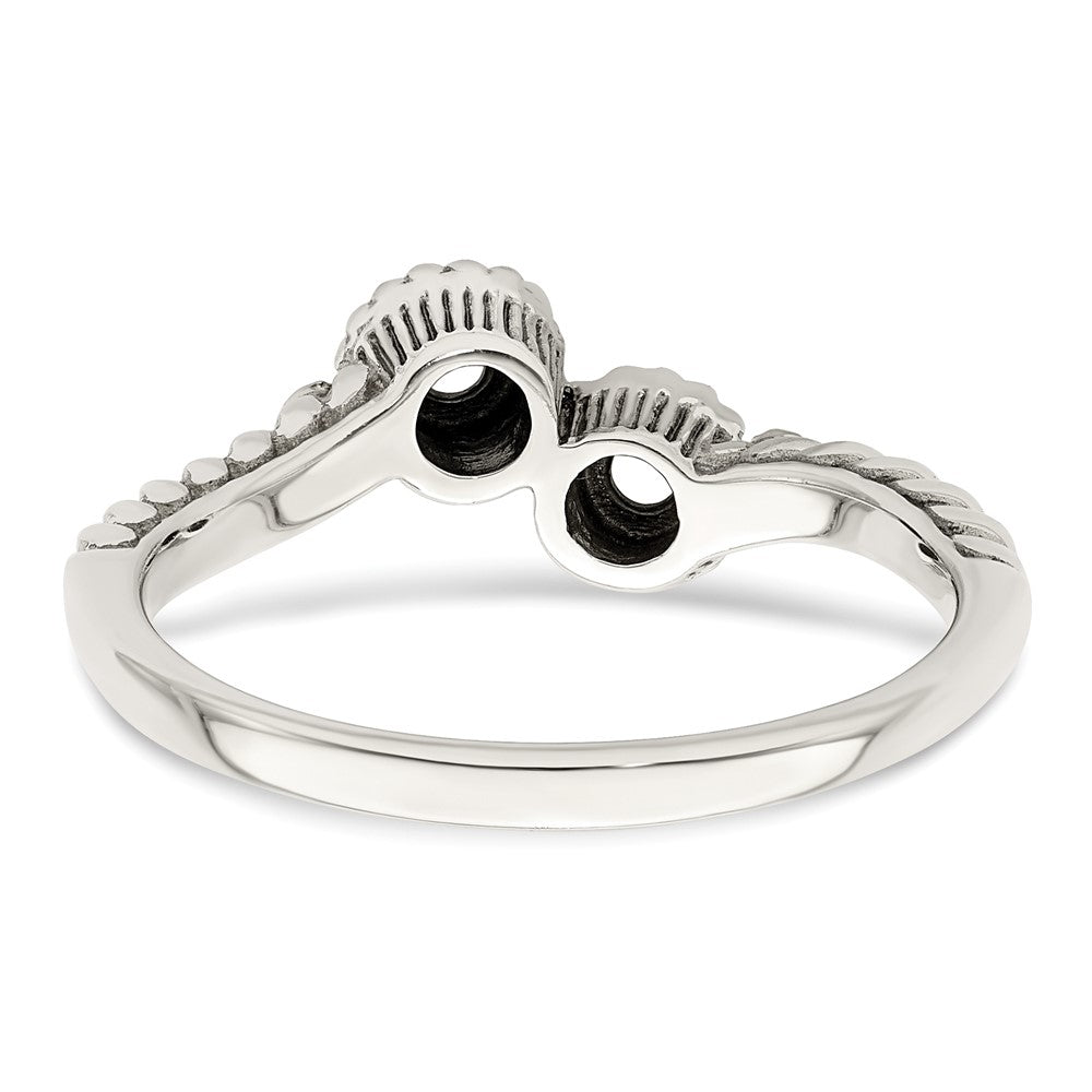 Sterling Silver Antiqued w/14k 2-stone w/Diamond Mother's Ring