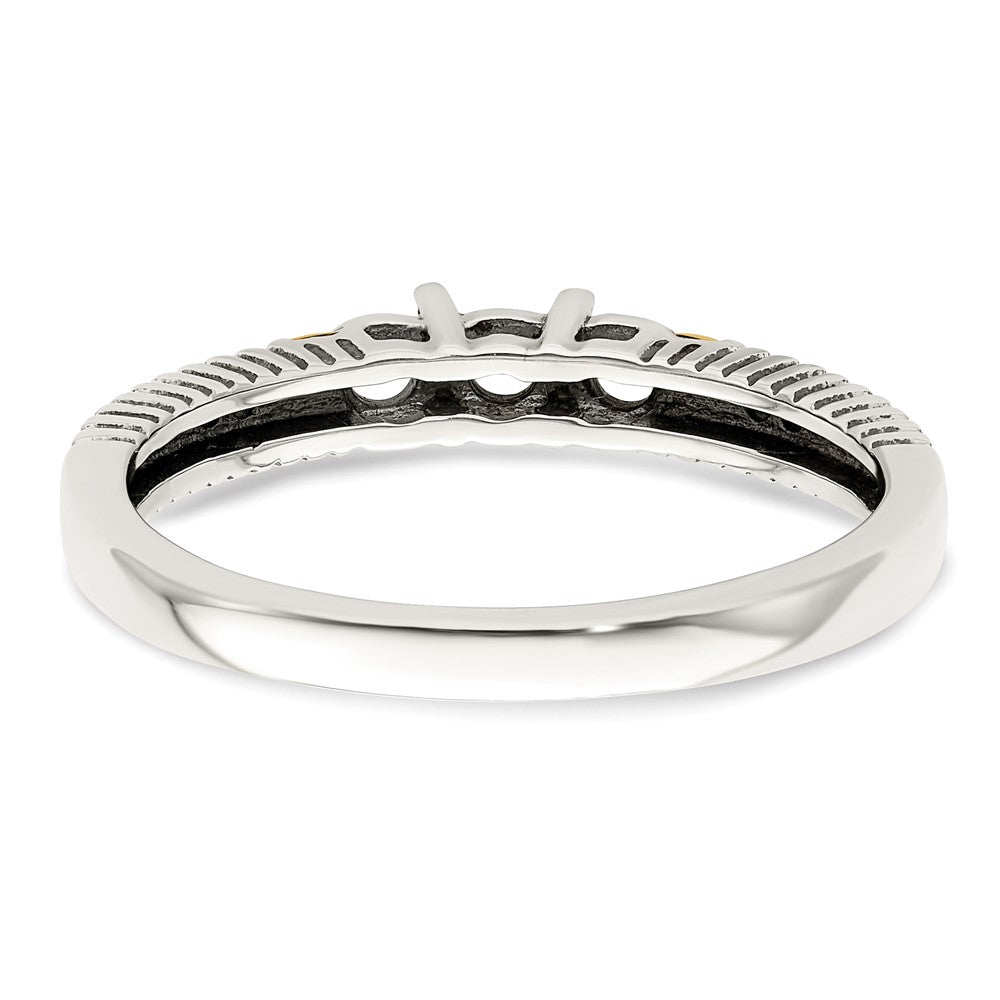 Sterling Silver Antiqued w/14k 3-stone w/Diamond Mother's Ring