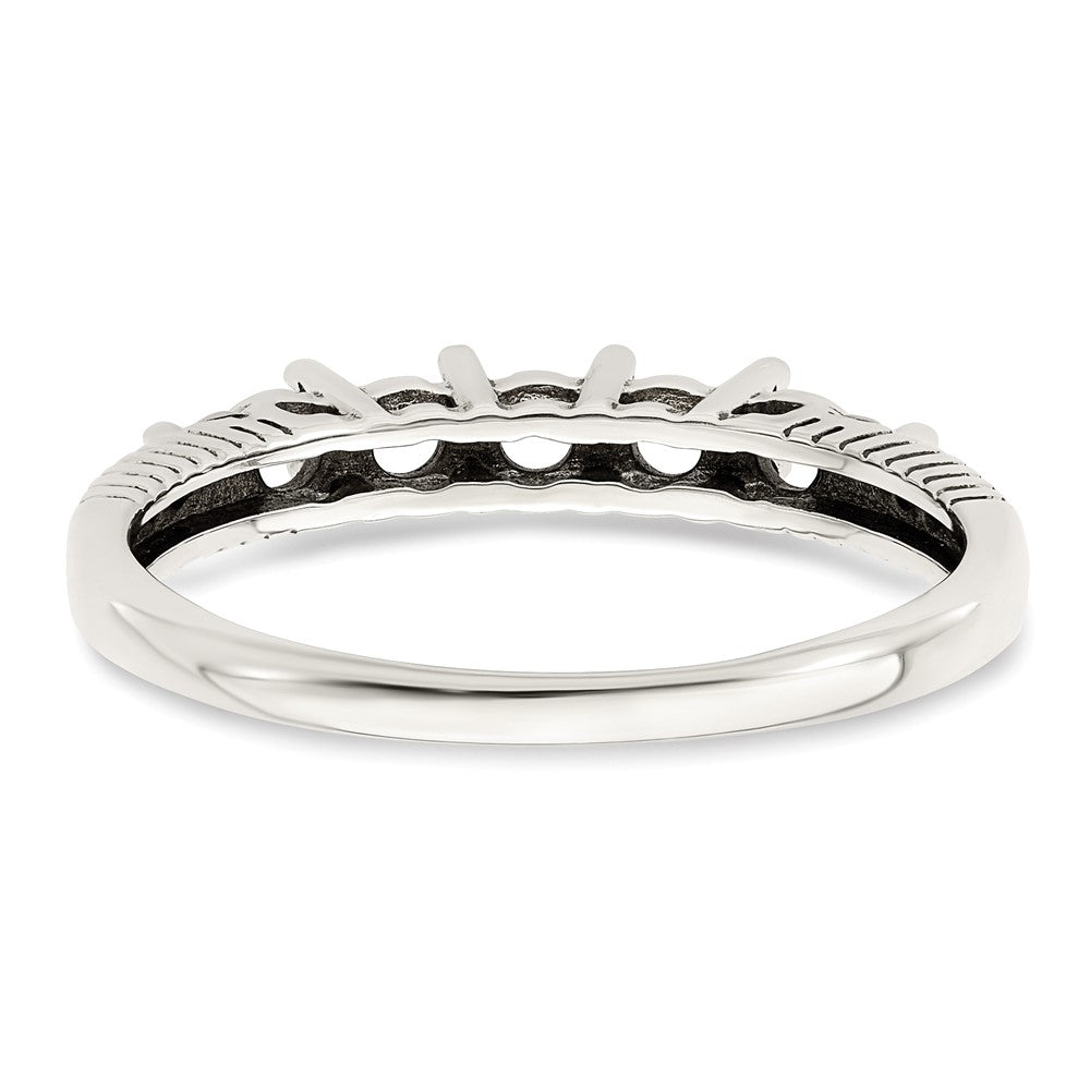 Sterling Silver Antiqued w/14k 5-stone w/Diamond Mother's Ring