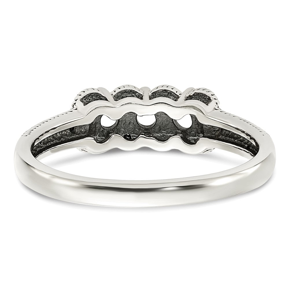 Sterling Silver Antiqued w/14k 3-stone w/Diamond Mother's Ring