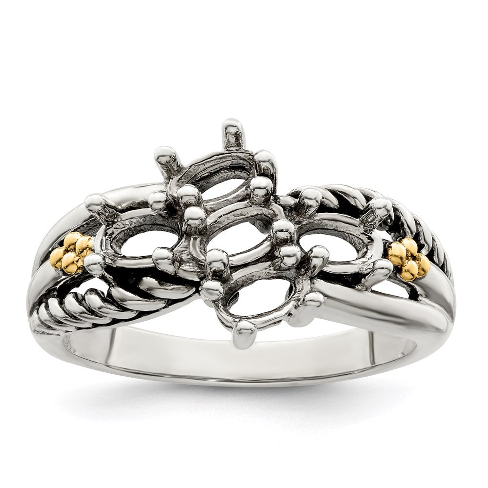 Sterling Silver Antiqued w/14k 5-stone Mother's Ring