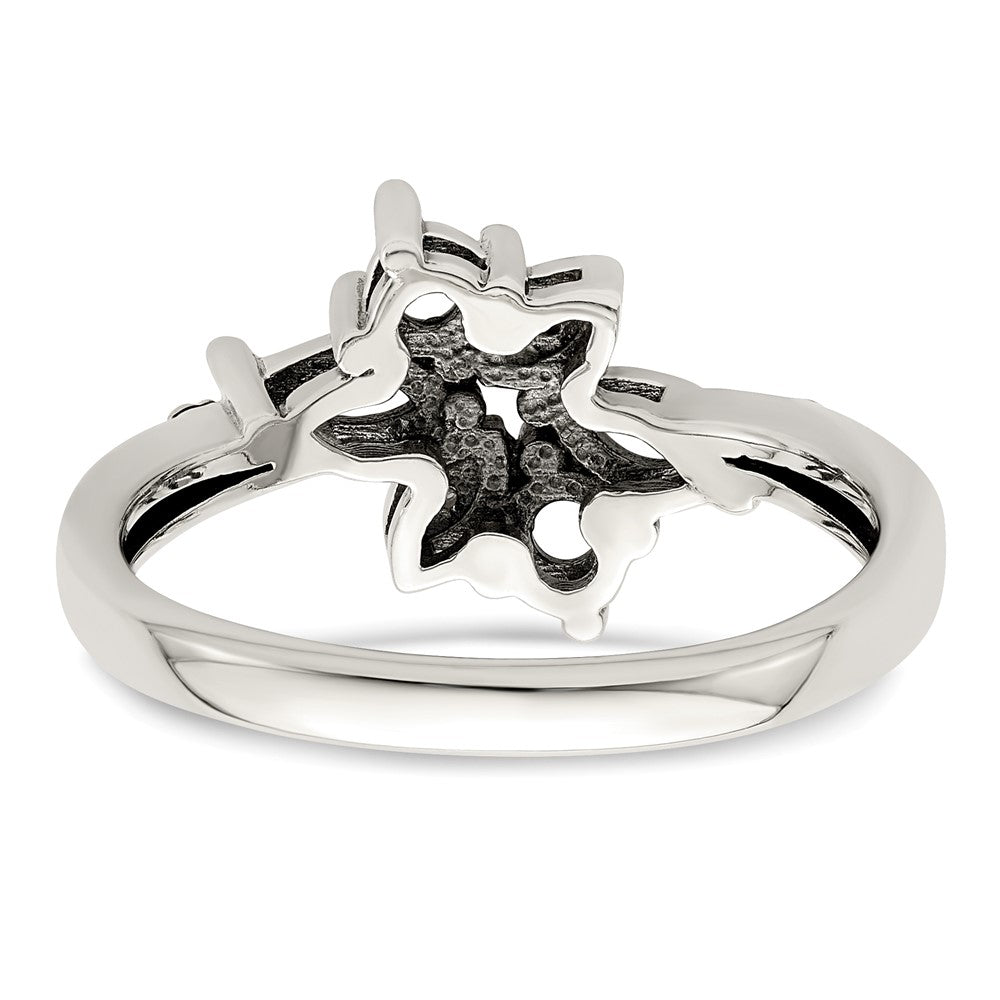 Sterling Silver Antiqued w/14k 4-stone w/Diamond Mother's Ring